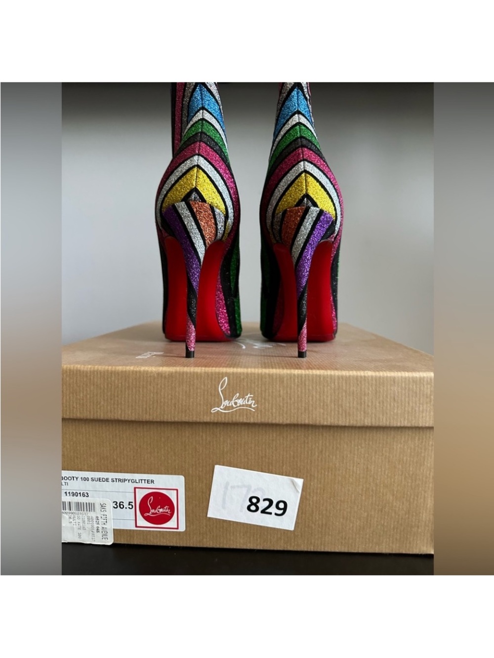 Christian Louboutin So Kate Booty 100 Multicolor Glitter Size 36.5